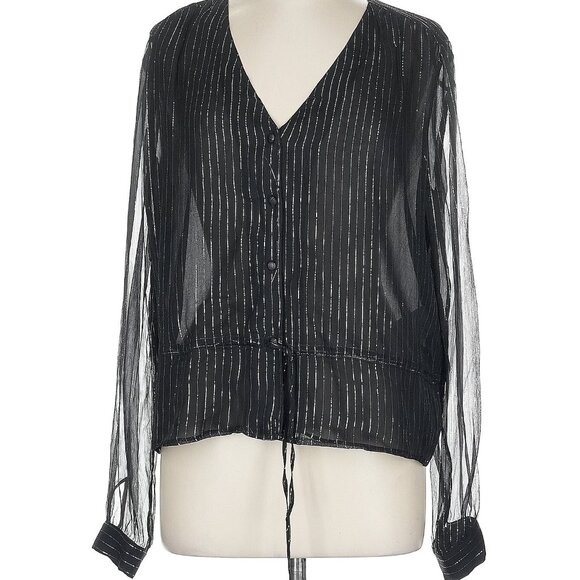 Anine Bing Ramon top silk black size L - Picture 2 of 7